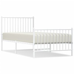 vidaXL Estructura cama metal con cabecero y pie cama blanca 90x190 cm