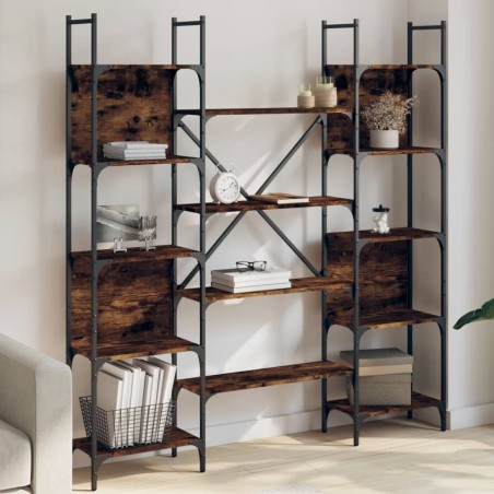 vidaXL Estantería de madera ingeniería roble ahumado 155,5x24x166,5 cm