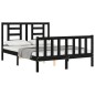 vidaXL Estructura cama de matrimonio con cabecero madera maciza negro