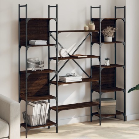 vidaXL Estantería de madera ingeniería roble ahumado 155,5x24x166,5 cm