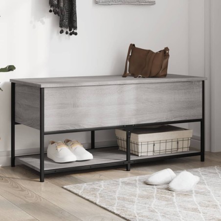 vidaXL Banco de almacenaje madera ingeniería gris Sonoma 100x42,5x47cm