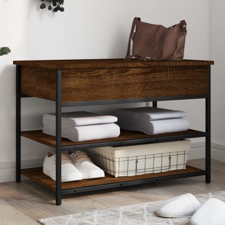 vidaXL Banco zapatero madera de ingeniería roble ahumado 70x42,5x50 cm