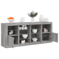vidaXL Aparador con luces LED gris Sonoma 163x37x67 cm