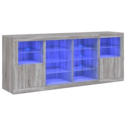 vidaXL Aparador con luces LED gris Sonoma 163x37x67 cm