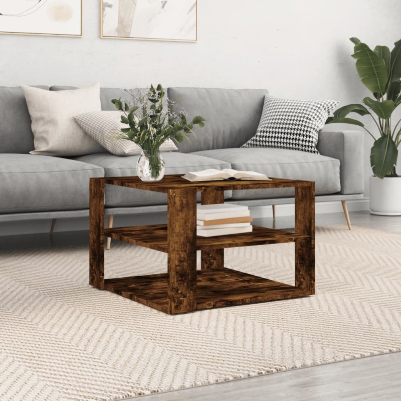 vidaXL Mesa de centro madera ingeniería roble ahumado 59,5x59,5x40 cm vidaXL Mesa de centro madera ingeniería roble ahumado 59,5x59,5x40 cm