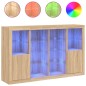 vidaXL Aparador con luz LED 3 piezas madera de ingeniería roble sonoma vidaXL Aparador con luz LED 3 piezas madera de ingeniería roble sonoma
