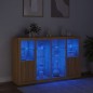 vidaXL Aparador con luz LED 3 piezas madera de ingeniería roble sonoma vidaXL Aparador con luz LED 3 piezas madera de ingeniería roble sonoma