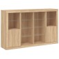 vidaXL Aparador con luz LED 3 piezas madera de ingeniería roble sonoma vidaXL Aparador con luz LED 3 piezas madera de ingeniería roble sonoma