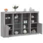 vidaXL Aparador con luz LED 3 pzas madera de ingeniería gris Sonoma vidaXL Aparador con luz LED 3 pzas madera de ingeniería gris Sonoma