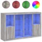 vidaXL Aparador con luz LED 3 pzas madera de ingeniería gris Sonoma vidaXL Aparador con luz LED 3 pzas madera de ingeniería gris Sonoma