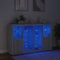 vidaXL Aparador con luz LED 3 pzas madera de ingeniería gris Sonoma vidaXL Aparador con luz LED 3 pzas madera de ingeniería gris Sonoma
