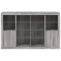 vidaXL Aparador con luz LED 3 pzas madera de ingeniería gris Sonoma vidaXL Aparador con luz LED 3 pzas madera de ingeniería gris Sonoma