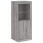 vidaXL Aparador con luz LED 3 pzas madera de ingeniería gris Sonoma vidaXL Aparador con luz LED 3 pzas madera de ingeniería gris Sonoma
