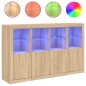 vidaXL Aparador con luz LED 3 piezas madera de ingeniería roble sonoma vidaXL Aparador con luz LED 3 piezas madera de ingeniería roble sonoma