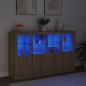 vidaXL Aparador con luz LED 3 piezas madera de ingeniería roble sonoma vidaXL Aparador con luz LED 3 piezas madera de ingeniería roble sonoma