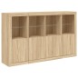 vidaXL Aparador con luz LED 3 piezas madera de ingeniería roble sonoma vidaXL Aparador con luz LED 3 piezas madera de ingeniería roble sonoma