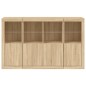 vidaXL Aparador con luz LED 3 piezas madera de ingeniería roble sonoma vidaXL Aparador con luz LED 3 piezas madera de ingeniería roble sonoma