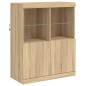 vidaXL Aparador con luz LED 3 piezas madera de ingeniería roble sonoma vidaXL Aparador con luz LED 3 piezas madera de ingeniería roble sonoma
