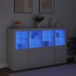 vidaXL Aparadores con luces LED 3 piezas madera de ingeniería blanco vidaXL Aparadores con luces LED 3 piezas madera de ingeniería blanco