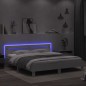 vidaXL Estructura de cama con cabecero y luces LED blanca 200x200 cm vidaXL Estructura de cama con cabecero y luces LED blanca 200x200 cm