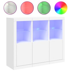 vidaXL Aparadores con luces LED 3 piezas madera de ingeniería blanco