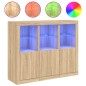 vidaXL Aparador con luz LED 3 piezas madera de ingeniería roble sonoma vidaXL Aparador con luz LED 3 piezas madera de ingeniería roble sonoma