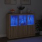 vidaXL Aparador con luz LED 3 piezas madera de ingeniería roble sonoma vidaXL Aparador con luz LED 3 piezas madera de ingeniería roble sonoma