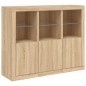 vidaXL Aparador con luz LED 3 piezas madera de ingeniería roble sonoma vidaXL Aparador con luz LED 3 piezas madera de ingeniería roble sonoma