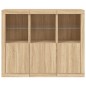 vidaXL Aparador con luz LED 3 piezas madera de ingeniería roble sonoma vidaXL Aparador con luz LED 3 piezas madera de ingeniería roble sonoma