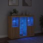 vidaXL Aparador con luz LED 3 piezas madera de ingeniería roble sonoma vidaXL Aparador con luz LED 3 piezas madera de ingeniería roble sonoma