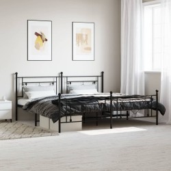vidaXL Estructura de cama cabecero y pie de cama metal negro 193x203cm