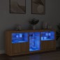 vidaXL Aparador con luces LED roble Sonoma 162x37x67 cm vidaXL Aparador con luces LED roble Sonoma 162x37x67 cm