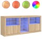 vidaXL Aparador con luces LED roble Sonoma 162x37x67 cm vidaXL Aparador con luces LED roble Sonoma 162x37x67 cm