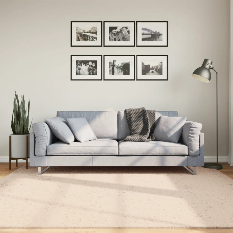vidaXL Alfombra de pelo corto suave lavable HUARTE beige 200x200 cm vidaXL Alfombra de pelo corto suave lavable HUARTE beige 200x200 cm