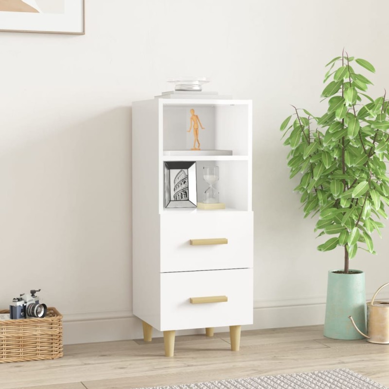 vidaXL Aparador de madera contrachapada blanco brillante 34,5x34x90 cm vidaXL Aparador de madera contrachapada blanco brillante 34,5x34x90 cm