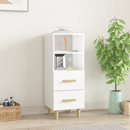 vidaXL Aparador de madera contrachapada blanco brillante 34,5x34x90 cm