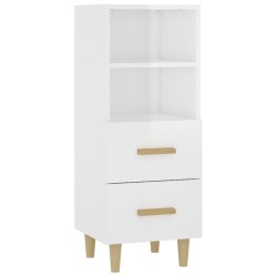 vidaXL Aparador de madera contrachapada blanco brillante 34,5x34x90 cm