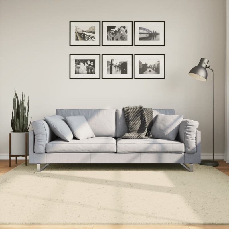 vidaXL Alfombra de pelo corto suave lavable HUARTE crema 200x200 cm
