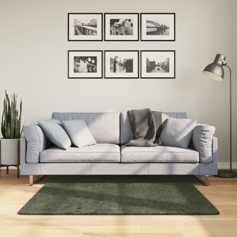 vidaXL Alfombra pelo corto suave lavable HUARTE verde bosque 120x120cm vidaXL Alfombra pelo corto suave lavable HUARTE verde bosque 120x120cm