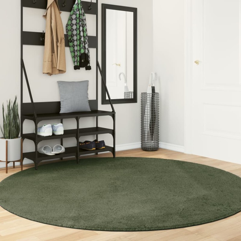 vidaXL Alfombra pelo corto suave lavable HUARTE verde bosque Ø 200 cm vidaXL Alfombra pelo corto suave lavable HUARTE verde bosque Ø 200 cm