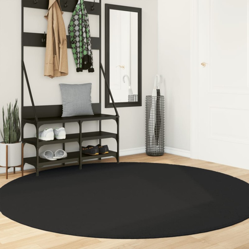 vidaXL Alfombra de pelo corto suave lavable HUARTE negro Ø 200 cm vidaXL Alfombra de pelo corto suave lavable HUARTE negro Ø 200 cm