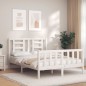vidaXL Estructura de cama con cabecero madera maciza blanco 140x190 cm vidaXL Estructura de cama con cabecero madera maciza blanco 140x190 cm