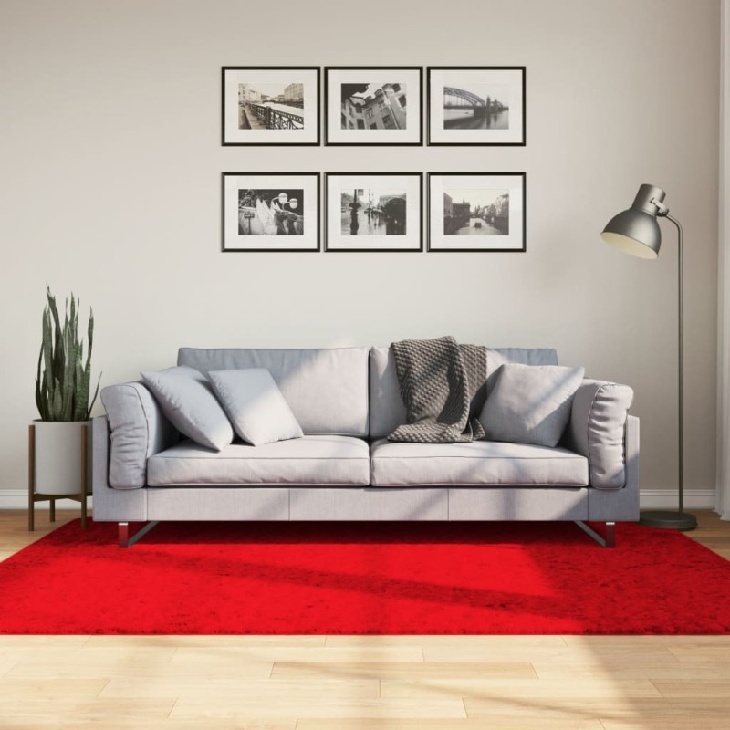 vidaXL Alfombra de pelo corto suave lavable HUARTE rojo 140x200 cm vidaXL Alfombra de pelo corto suave lavable HUARTE rojo 140x200 cm