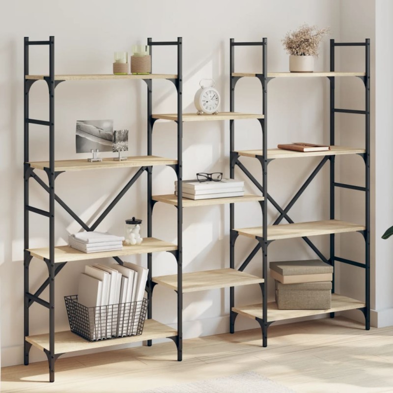vidaXL Estantería madera de ingeniería roble Sonoma 160x28,5x136,5 cm vidaXL Estantería madera de ingeniería roble Sonoma 160x28,5x136,5 cm