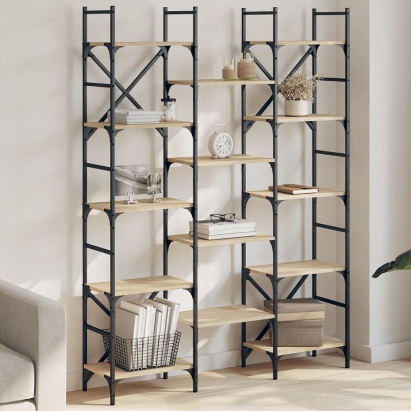 vidaXL Estantería madera de ingeniería roble Sonoma 127,5x28,5x172,5cm vidaXL Estantería madera de ingeniería roble Sonoma 127,5x28,5x172,5cm