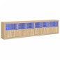vidaXL Aparador con luces LED roble Sonoma 283x37x67 cm vidaXL Aparador con luces LED roble Sonoma 283x37x67 cm