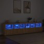 vidaXL Aparador con luces LED roble Sonoma 283x37x67 cm vidaXL Aparador con luces LED roble Sonoma 283x37x67 cm