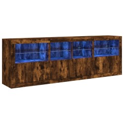 vidaXL Aparador con luces LED roble ahumado 202x37x67 cm