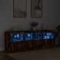 vidaXL Aparador con luces LED roble ahumado 202x37x67 cm vidaXL Aparador con luces LED roble ahumado 202x37x67 cm