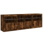 vidaXL Aparador con luces LED roble ahumado 202x37x67 cm vidaXL Aparador con luces LED roble ahumado 202x37x67 cm
